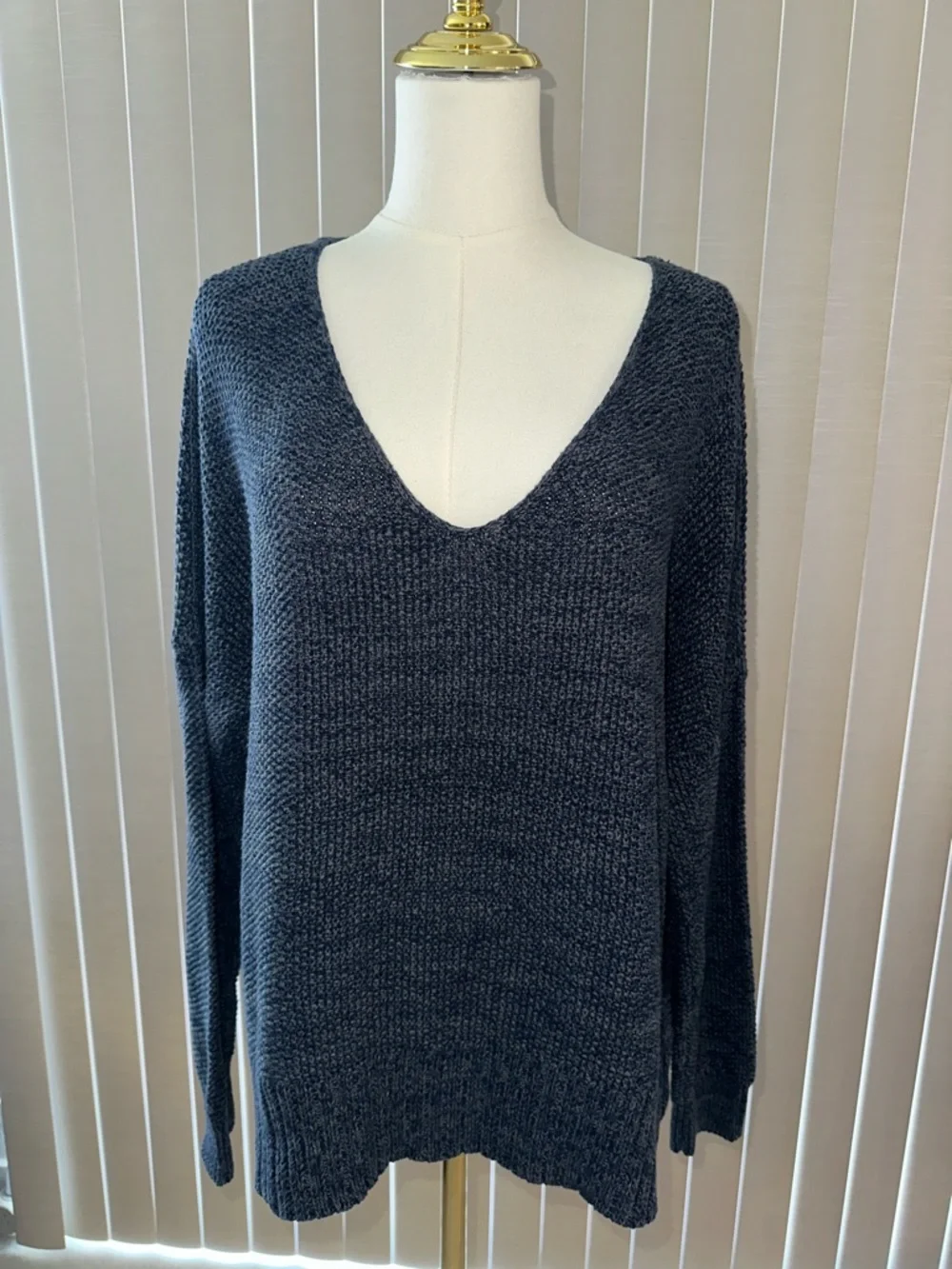 Lucky Brand Deep V-Neck Sweater in Charcoal Gray